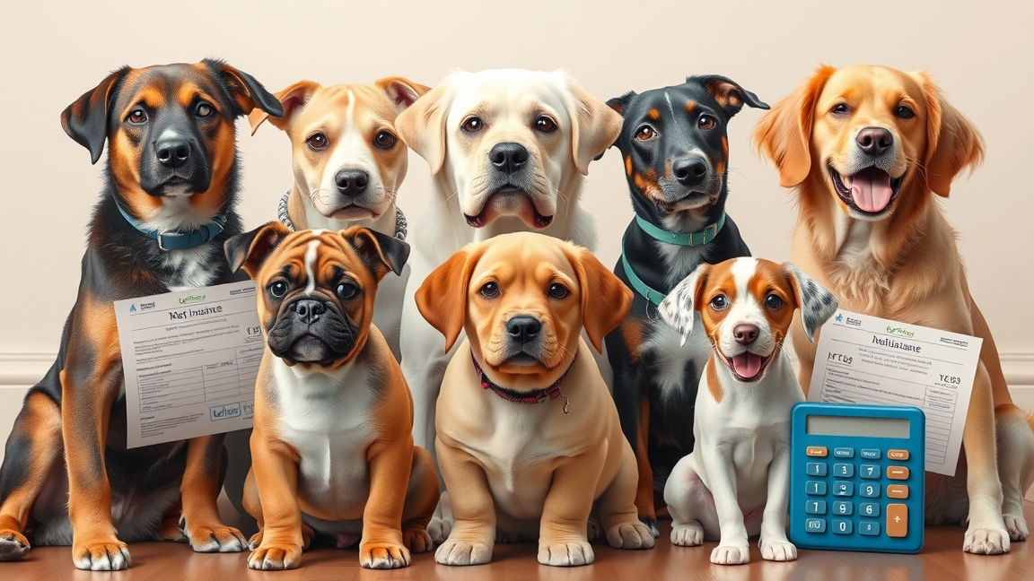Különböző kutyafajták állatbiztosítással és kalkulátorral