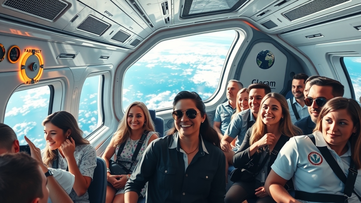 Utazók űrutazás közben egy űrhajó belsejében