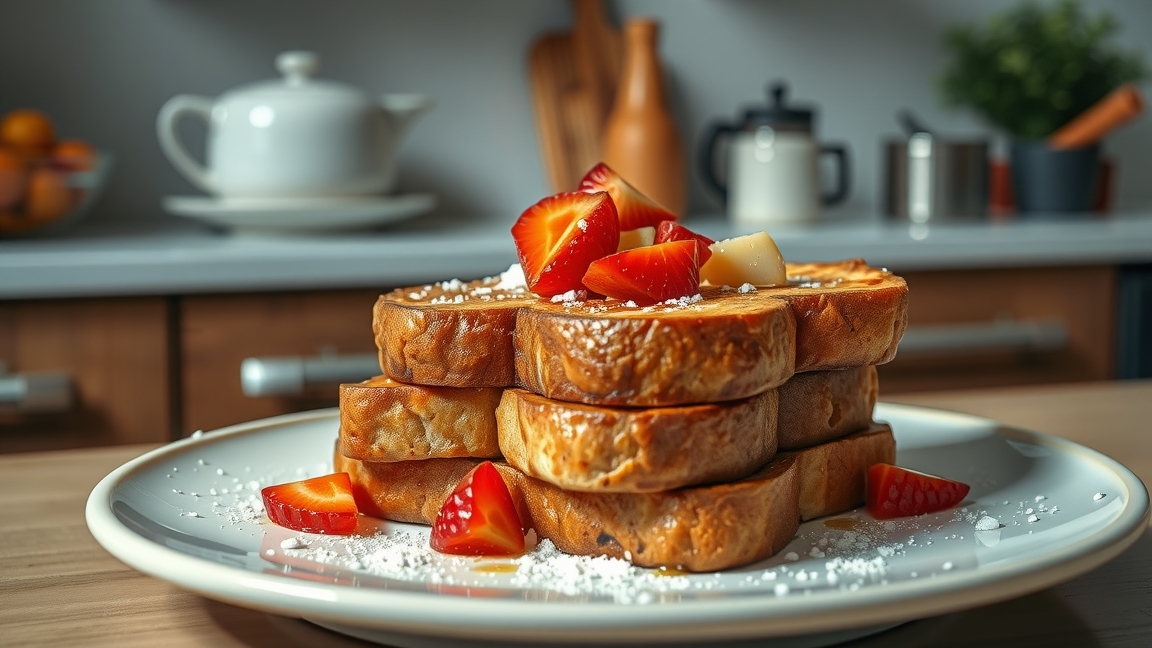 Bundás kenyér kreative tálalása friss gyümölcsökkel