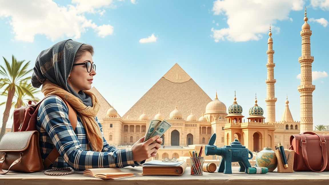 Egyiptomi utazás tervezése nővel a piramisok előtt