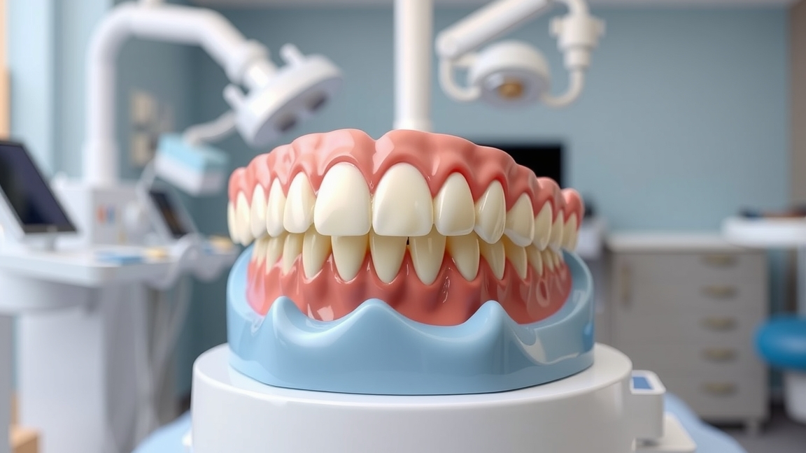 Fogászati híd bemutató modell, fogorvosi rendelőben.