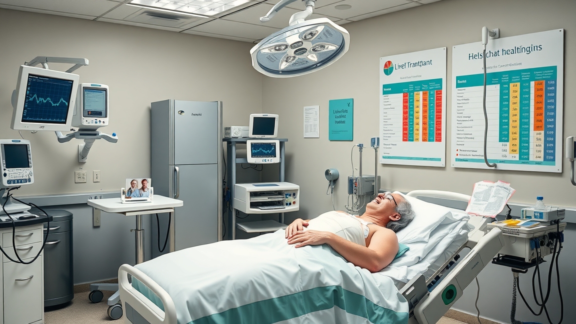 Májátültetés előkészítése egy kórházi szobában