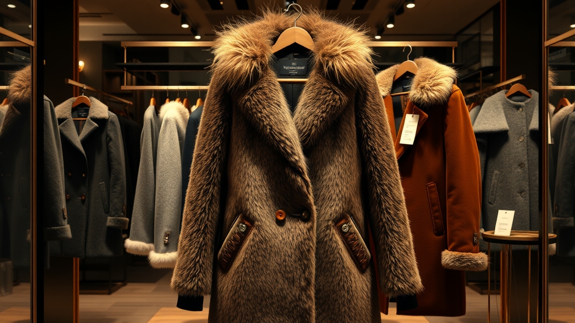 Prémium téli kabátok egy elegáns boltban.