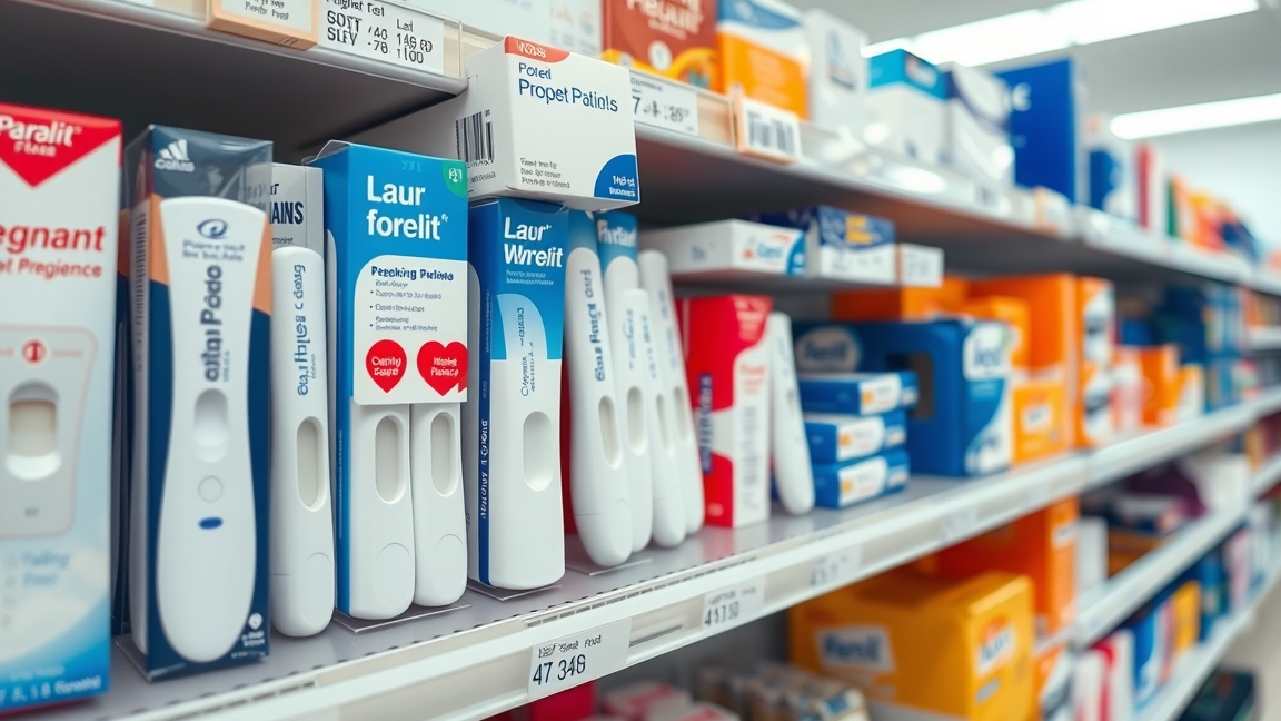 Különböző terhességi tesztek a bolt polcán
