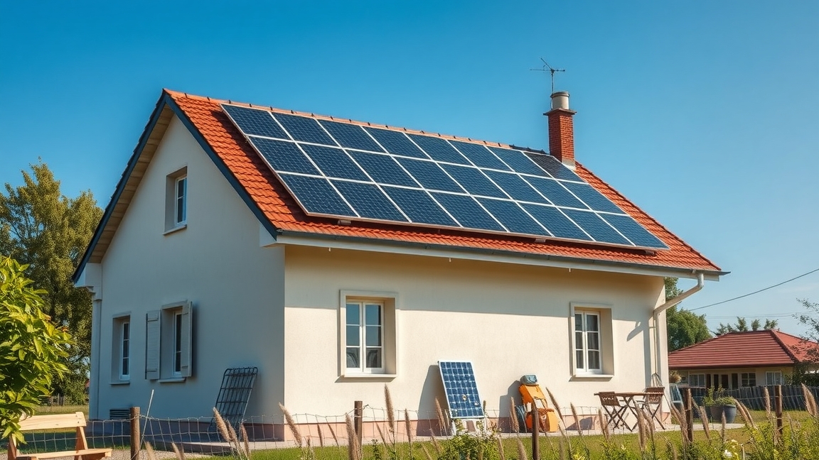 Napelemes rendszer egy ház tetőjén Magyarországon