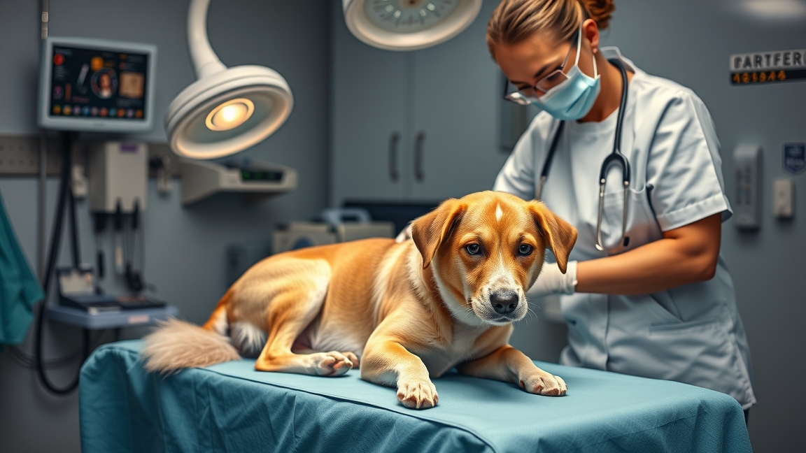 Nőstény kutya ivartalanítása állatorvosi rendelőben