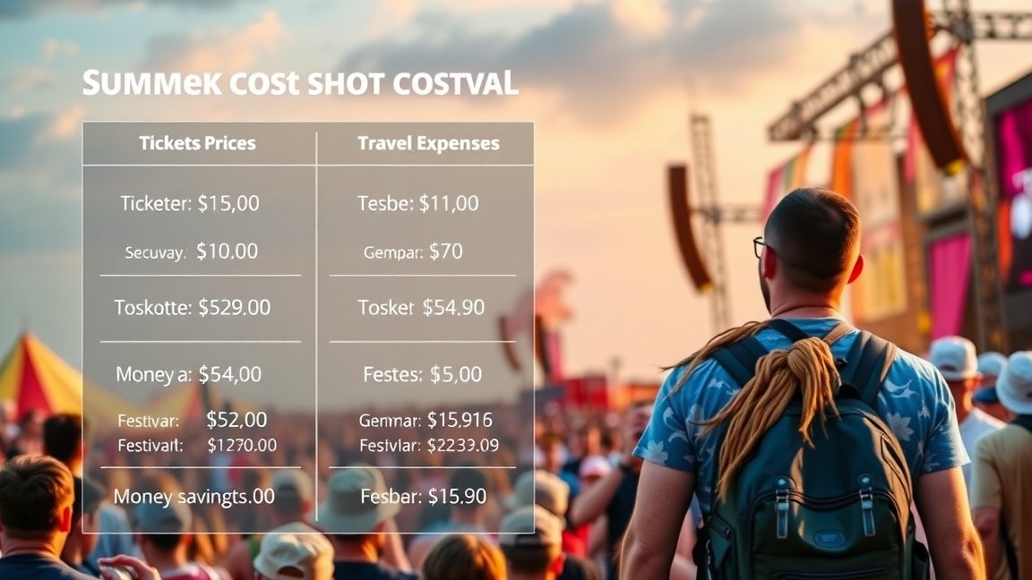 Nyári fesztivál költségek: jegyek és utazás összegzése