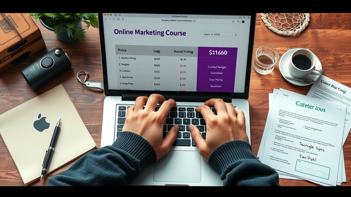 Online marketing tanfolyam árak összehasonlítása laptopon
