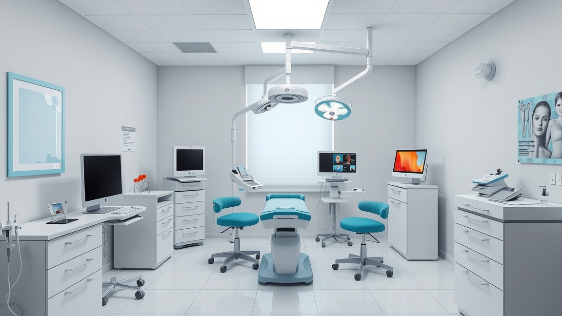 Modern plasztikai sebészeti rendelő berendezése