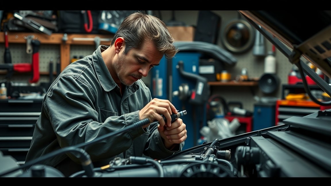 Autószerelő porlasztó felújítása az autó motorjában