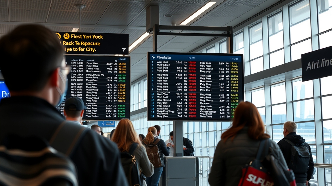 Utazók a repülőtéren, indulási információs táblák láthatók