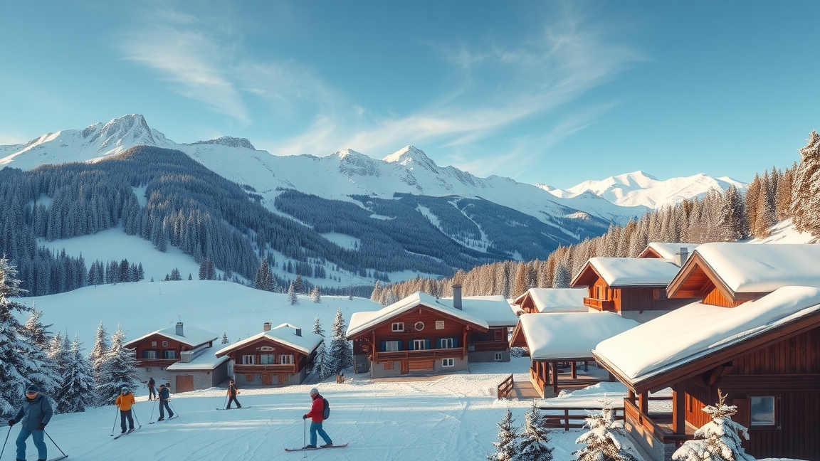 Síelők a hóval borított osztrák hegyekben