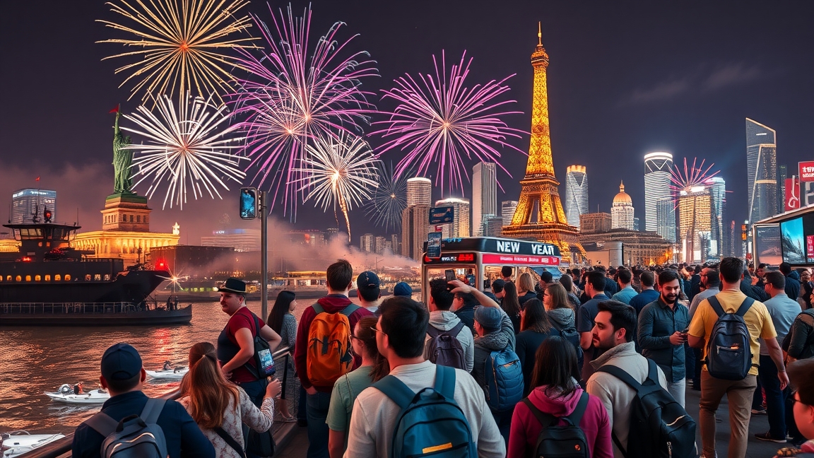 Szilveszteri ünneplés városnézőkkel és tűzijátékkal