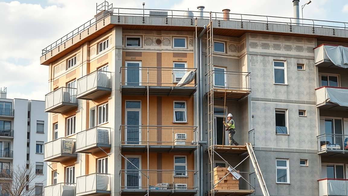 Társasház homlokzati szigetelésének munkálatai
