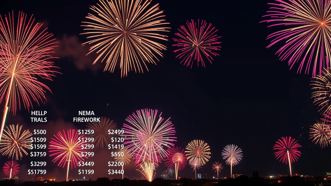 Tűzijáték költséglista különböző készletek árával