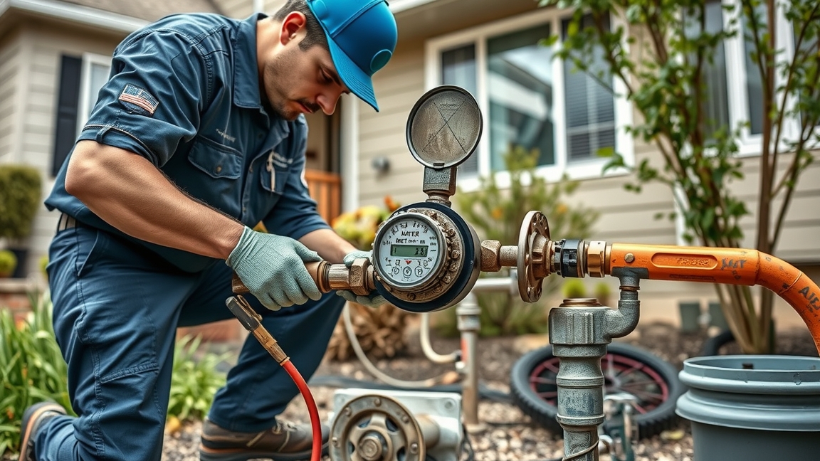 Vízóra cseréje szakember által otthoni környezetben.