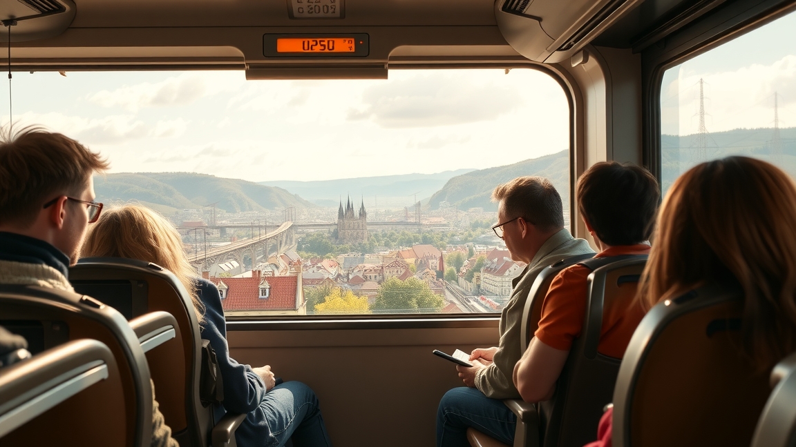 Utazás a vonaton Prágába, gyönyörű kilátással
