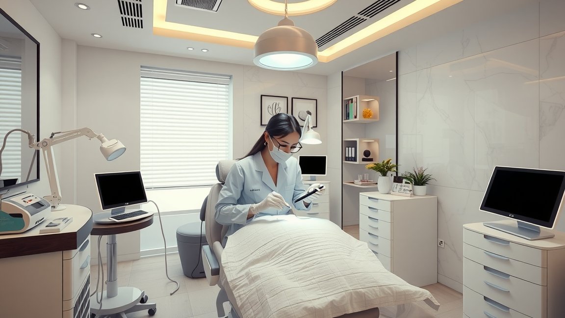 Modern szőrtelenítő kezelés szalon belső tér