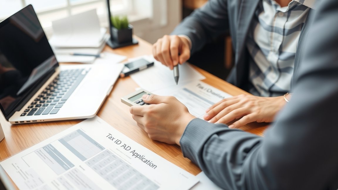 Adószám igénylése során használt dokumentumok és eszközök.