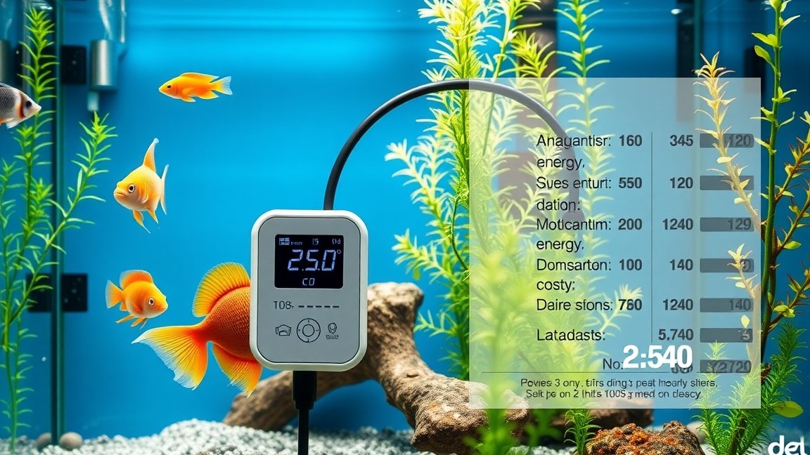 Akvárium fűtő, halak és vízinövények az akváriumban