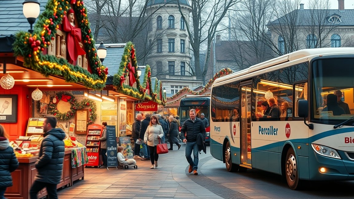 Adventi vásár buszmegálló, karácsonyi programok és helyi utazási lehetőségek.