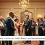 Esküvői szertartásvezető jelenete baráti körben