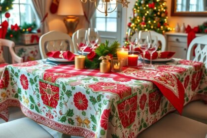 Karácsonyi terítő és szalvéták ünnepi dekorációnál