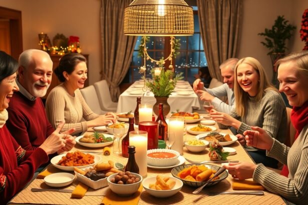 Családi karácsonyi vacsora 2025-ben, örömteli pillanatok.
