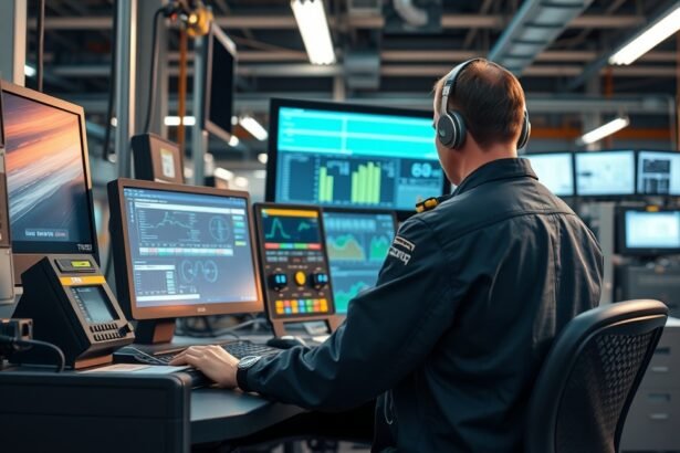 Terminálkezelő munkavégzése számítógépes monitorok előtt