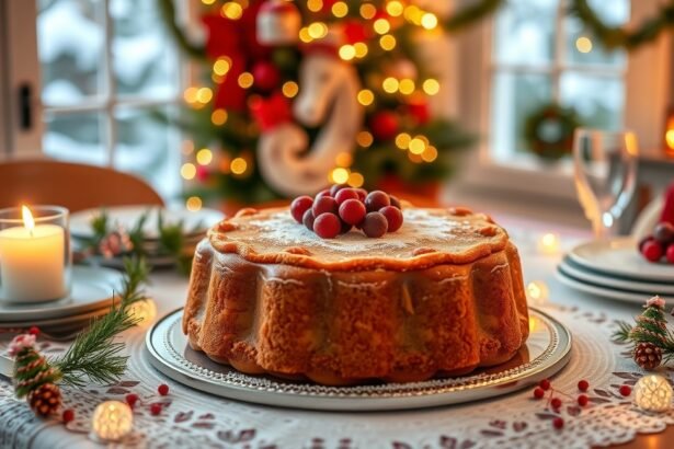 Karácsonyi zserbó ünnepi asztalon, karácsonyi dekorációval.