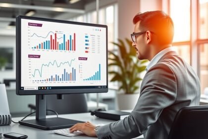 Trade marketing manager munkája számítógépen