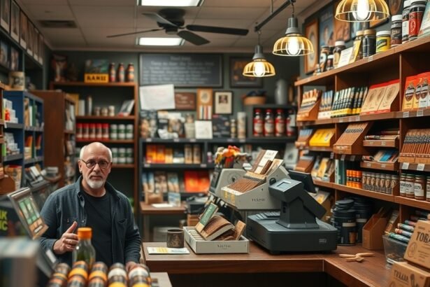 Trafik bolt belseje, ahol a tulajdonos szolgáltatásokat kínál.