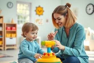 TSMT-terapeuta játék közben egy kisgyerekkel