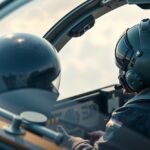 Vadászpilóta a kabinban repülés közben