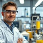 Vegyészmérnök laboratóriumban, szakmai környezetben