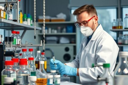 Vegyésztechnikus laboratóriumban dolgozik