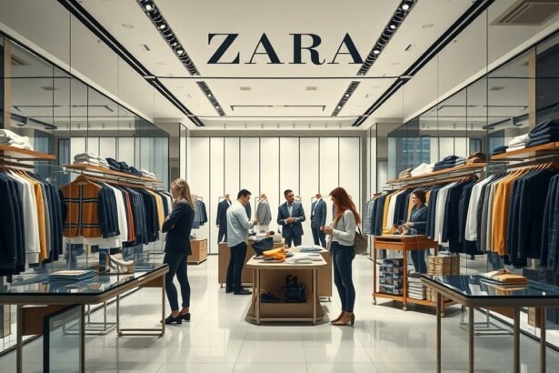 Zara bolt belső nézet, dolgozók és vásárlók