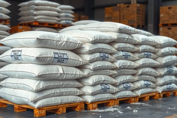 Csúszásgátló sózsákok raktárban, téli árak és beszerzés
