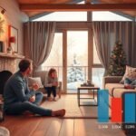 Család a tűzhely mellett, téli fűtési költségekkel.