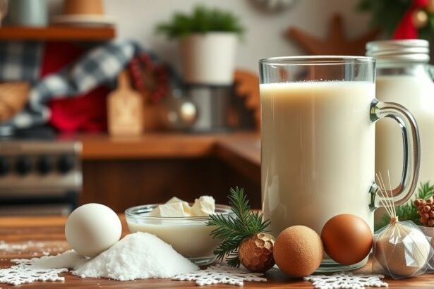 Karácsonyi tojáslikőr hozzávalói a konyhában