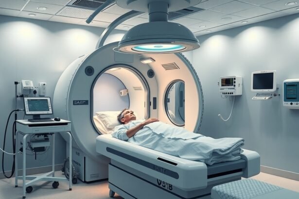 Hiperbár oxigénterápia kezelése egy klinikán.