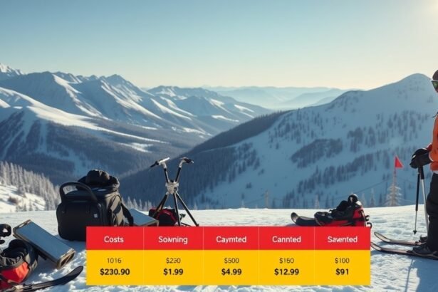 Síelés hóágyúzott pályán, különböző költségekkel és gyönyörű hegyvidékkel.