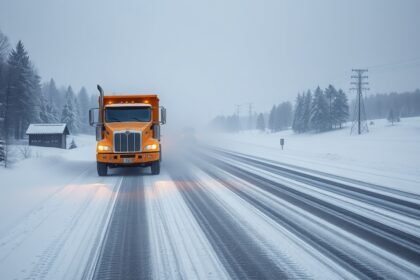 Hóval borított út téli környezetben