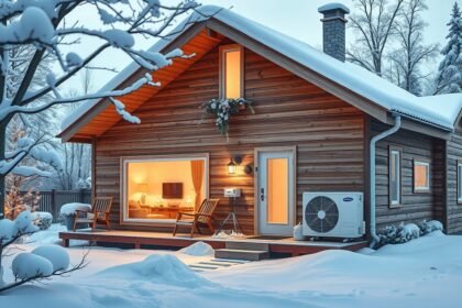Téli hónapokban hőszivattyús fűtés egy fás környezetben