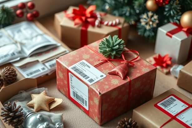 Karácsonyi ajándékok postázásra készítve az ünnepi időszakban.