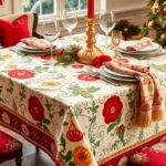 Karácsonyi terítő és szalvéta szett ünnepi díszítéshez.