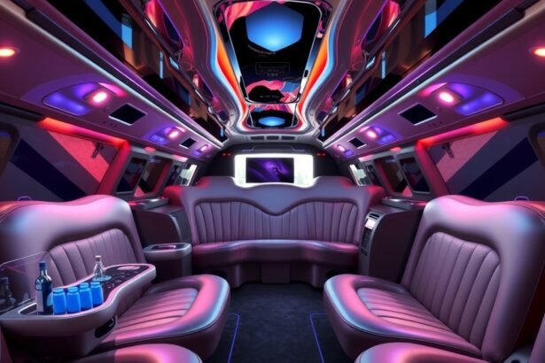 Luxus limuzin belső tér szórakoztató világítással