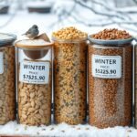 Téli madáreleség különböző fajtái és árai üvegben