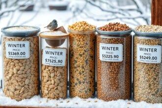 Téli madáreleség különböző fajtái és árai üvegben