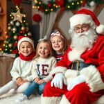 Gyerekek Mikulással karácsonyi fotózáson, ünnepi hangulatban